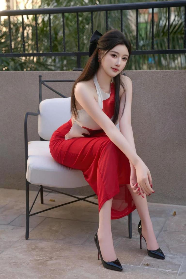 【套圖x9】AI美女-超寫實-格子蝴蝶結抹胸黑短裙美女街拍[103P]