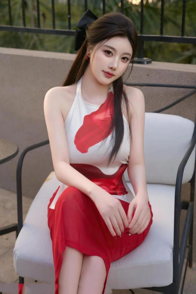 【套圖x9】AI美女-超寫實-格子蝴蝶結抹胸黑短裙美女街拍[103P]